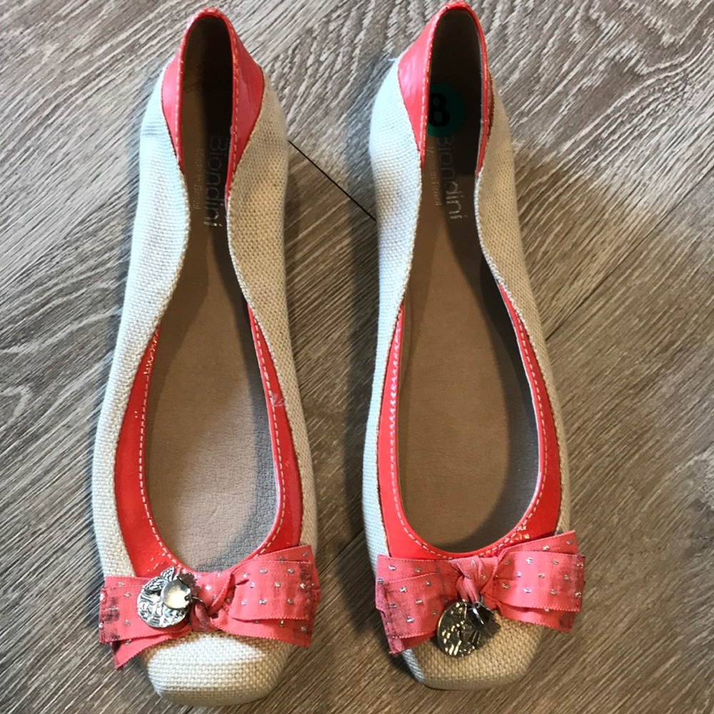 Biondini dressy flats cream,orange size 8 💕💕